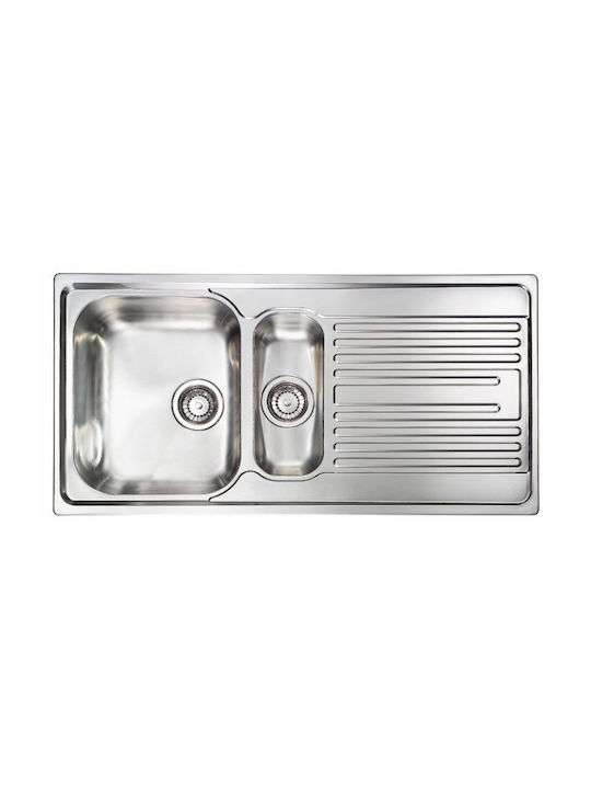 Sanitec Atlantic Ένθετος Νεροχύτης Δεξιός Inox Σατινέ Μ100xΠ50cm Ασημί