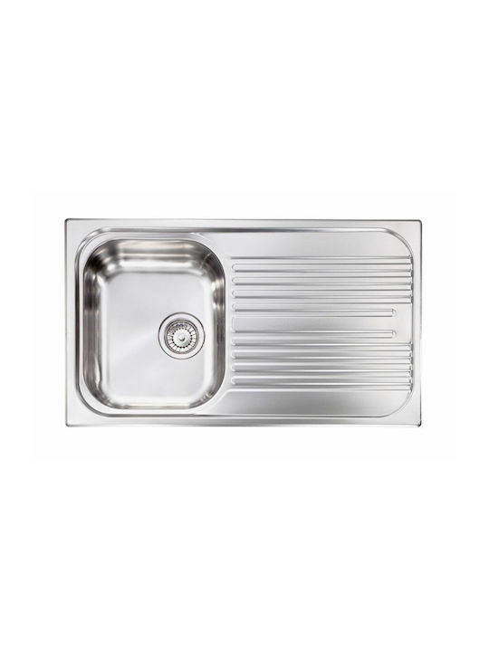 Sanitec Atlantic Ένθετος Νεροχύτης Δεξιός Inox Σατινέ Μ86xΠ50cm Ασημί