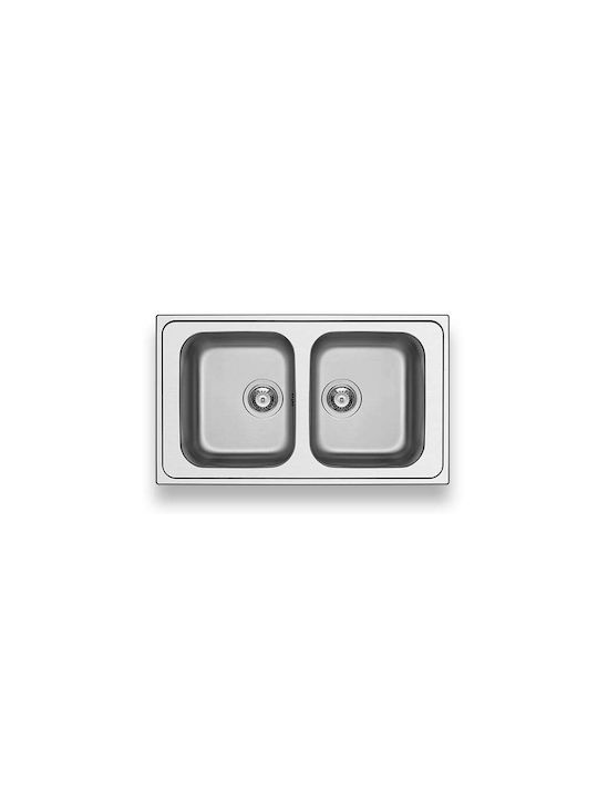 Maidtec Fedra 2B Ένθετος Νεροχύτης Inox Σατινέ Μ86xΠ50cm Ασημί