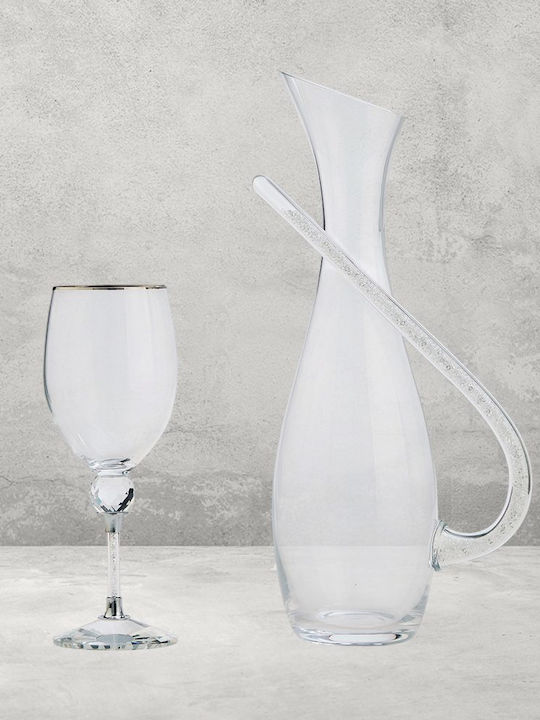 Wedding Carafe Set with Wine Glass made of Crystal 2pcs