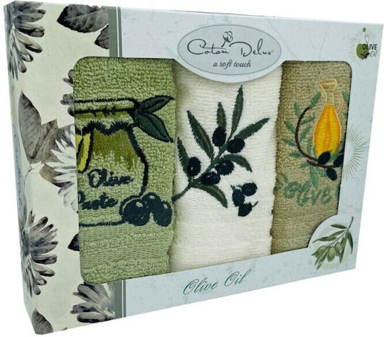 Coton Delux Πετσέτα Κουζίνας από 100% Βαμβάκι 30x50cm 3τμχ