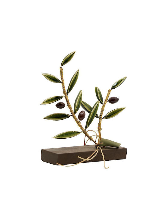 Rozos Ceramics Διακοσμητική Ελιά από Κρύσταλλο 11x14x15cm