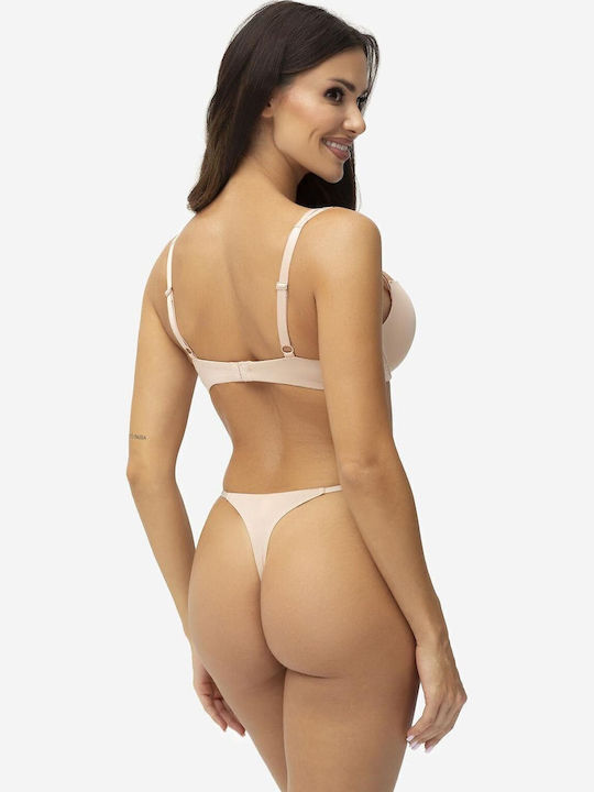 Beige Büstenhalter Liegestütz mit Bügel