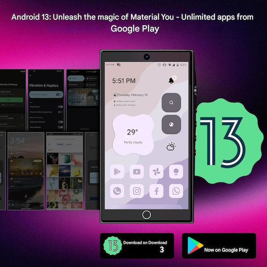 Mp3 Player Android 13 192GB 64GB ROM + Card 128GB Bluetooth 5.0 Wifi Ecran Tactil HD 4.7 Inch 4GB RAM Camere Față Spate Asistent AI Player Muzică Video Pentru Copii