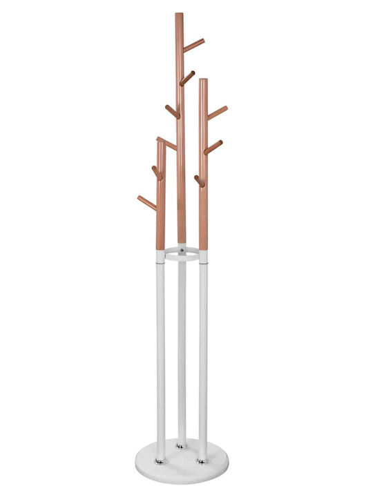 Freebox Metallic Coat Rack White/ Brown Triple with 9 Positions 37x37x173cm