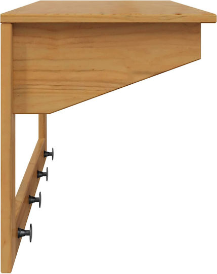 vidaXL Wooden Wall Hanger 4 Hooks Brown 90x35cm