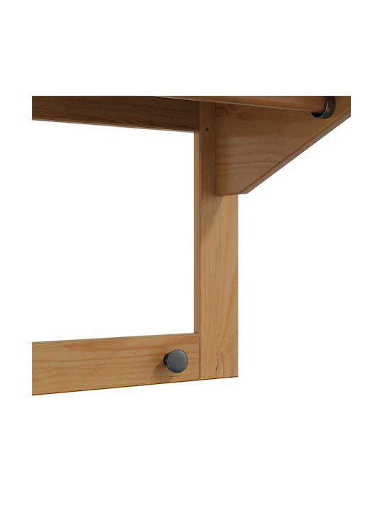 vidaXL Wooden Wall Hanger 4 Hooks Brown 90x35cm