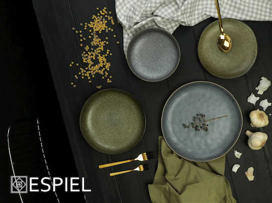 Espiel Etna Serving Plate Deep Ceramic Green with Diameter 21cm 4 Pieces