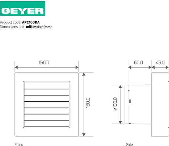 Geyer Wall-mounted Ventilator Bathroom 100mm White
