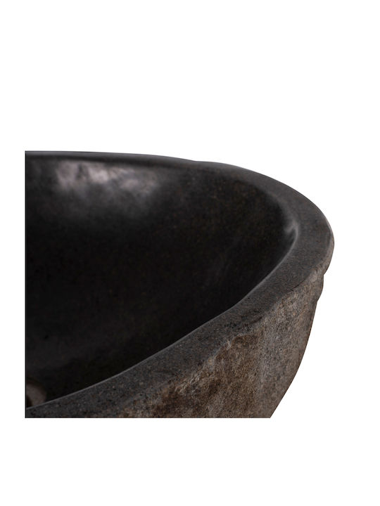 HomeMarkt Επικαθήμενος Νιπτήρας Πέτρινος 40x40cm Γκρι