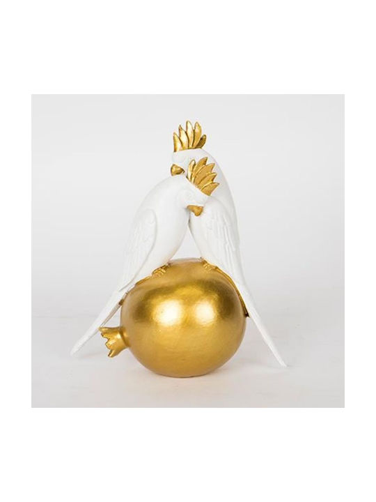 Tischdekorationspapagei Weiß & Gold 15x8x17cm 12935 752-11587