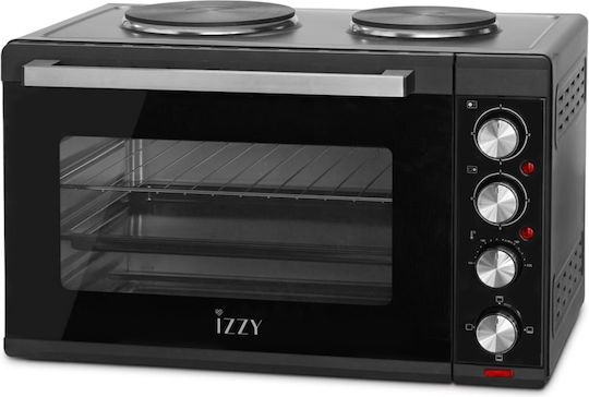 Izzy IZ-8015 Electric Countertop Oven 48lt with 2 Burners Black