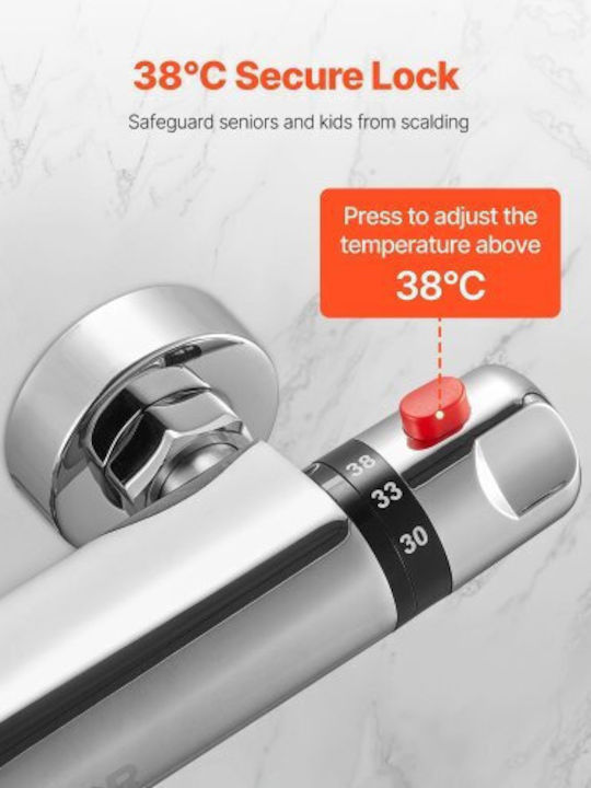 Vevor Mixing Shower Shower Faucet Thermostatic Silver