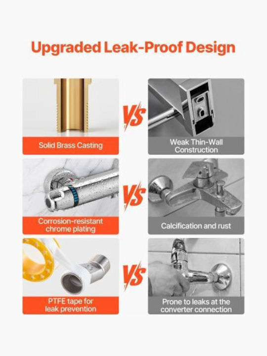 Vevor Mixing Shower Shower Faucet Thermostatic Silver