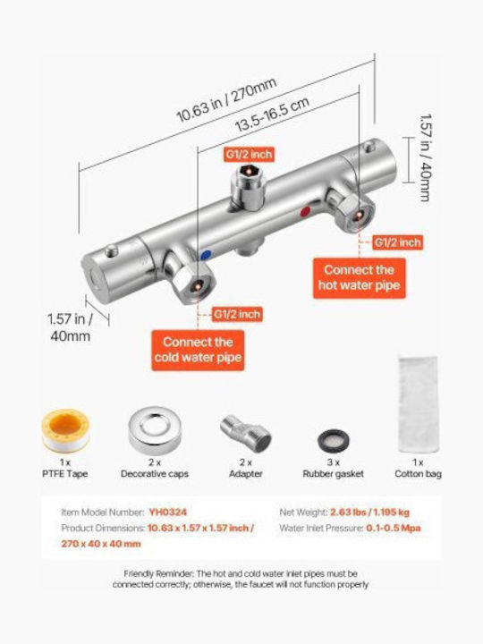Vevor Mixing Shower Shower Faucet Thermostatic