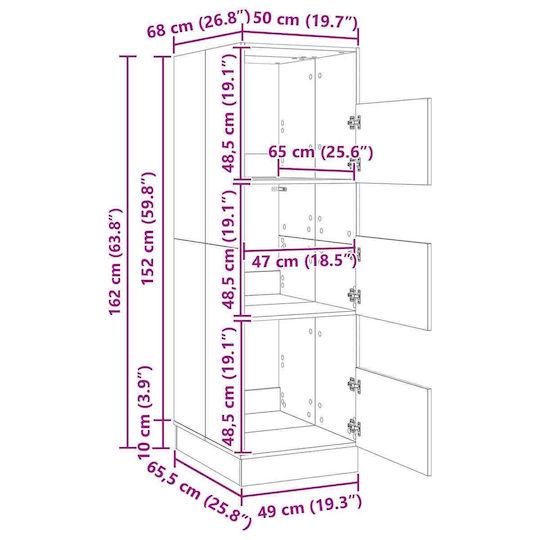 vidaXL Cabinet de baie Mobilier pentru baie L50xA68xÎ162cm Gri