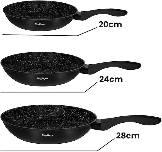 Cheffinger FA-03 Set de tigăi din aluminiu cu strat antiaderent 3buc