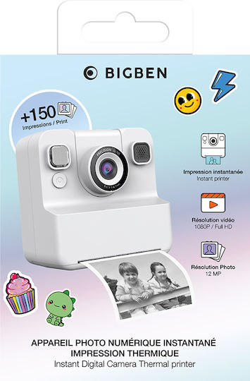 Bigben Interactive Παιδική Φωτογραφική Μηχανή 12MP Full HD (1080p) με Θερμική Εκτύπωση Λευκή