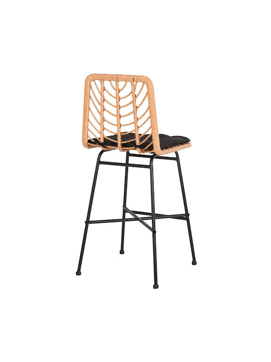 Garden Stool Bar Outdoor Rattan with Cushion Black Beige 47x47x101cm
