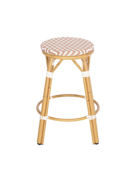 Gartenhocker Bar Außenbereich aus Aluminium Bamboo Look Natur 43x43x65cm