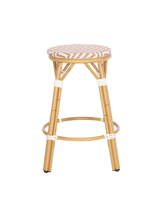Gartenhocker Bar Außenbereich aus Aluminium Bamboo Look Natur 43x43x65cm