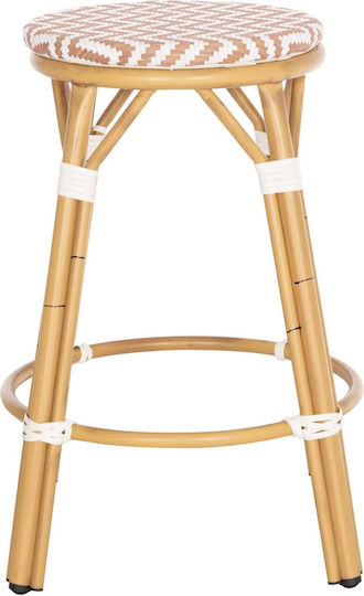 Градински Табурет Бар За Външна Употреба От Алуминий Bamboo Look Натурален 43x43x65см