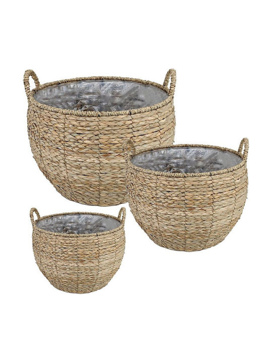 Marhome Wicker Plant Pots Beige 3pcs Set