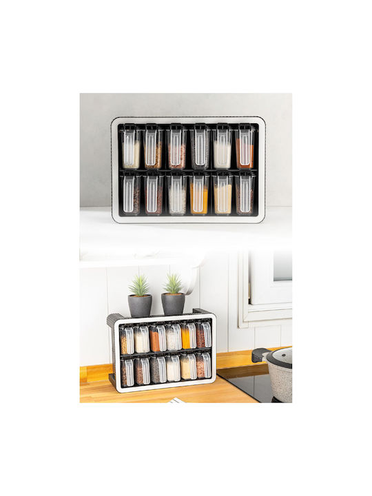 Hermia Plastic Tabletop Spice Rack with Stand Black 13pcs