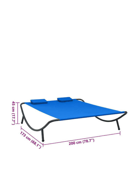 Liegestuhl-Bett Doppel Aluminium mit Textilene-Stoff Blue 200x173x45cm.