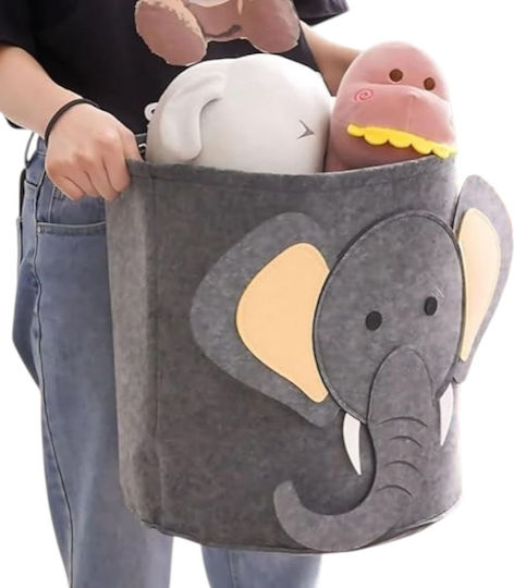 Queen Mother Children's Fabric Storage Basket Elephant Gray 35x35cm