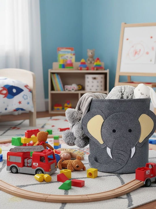 Queen Mother Children's Fabric Storage Basket Elephant Gray 35x35cm