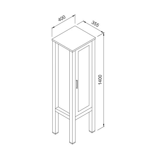 Martin London Badezimmersäule Boden H40xB35xH140cm Weiß