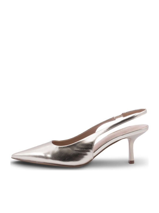 Pumps Mit Riemen & Mittelhohem Absatz Gold