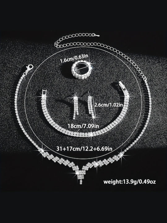 Set With Necklace Earrings Ring & Bracelet