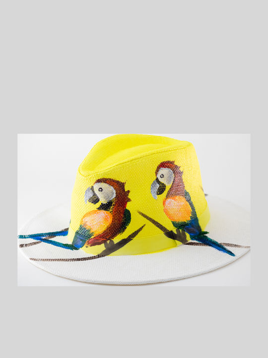 Brims and Trims Women's Wicker Fedora Hat Yellow