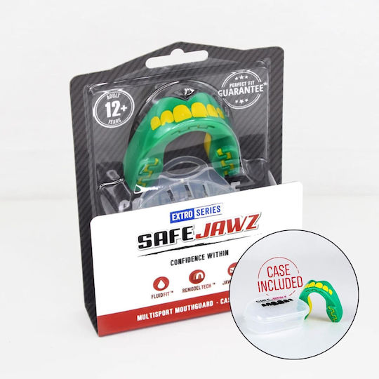 Safejawz Senior Extro 2.0 Ogre Protective Mouth Guard Senior Green with Case