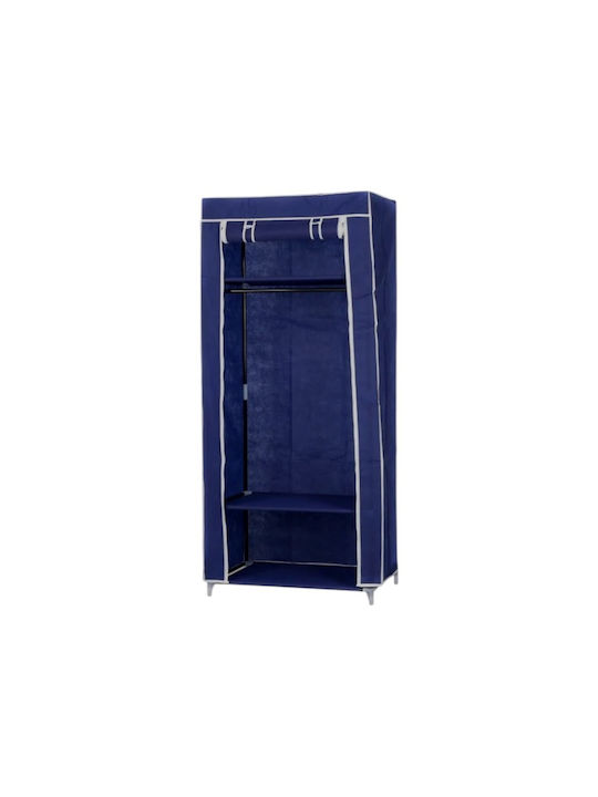Stoffkleiderschrank mit Reißverschluss und Regalen in Blau Farbe 165x60cm