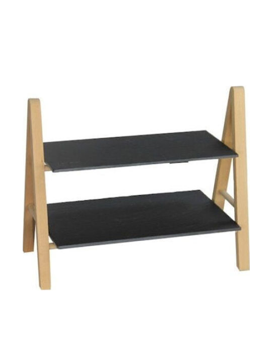 BigBuy Πέτρινη Εταζέρα 2 Ορόφων Μαύρη Π20xΜ27.5xΥ38cm