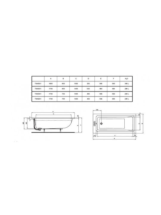 Ideal Standard Acrylic Bathtub 170x75cm