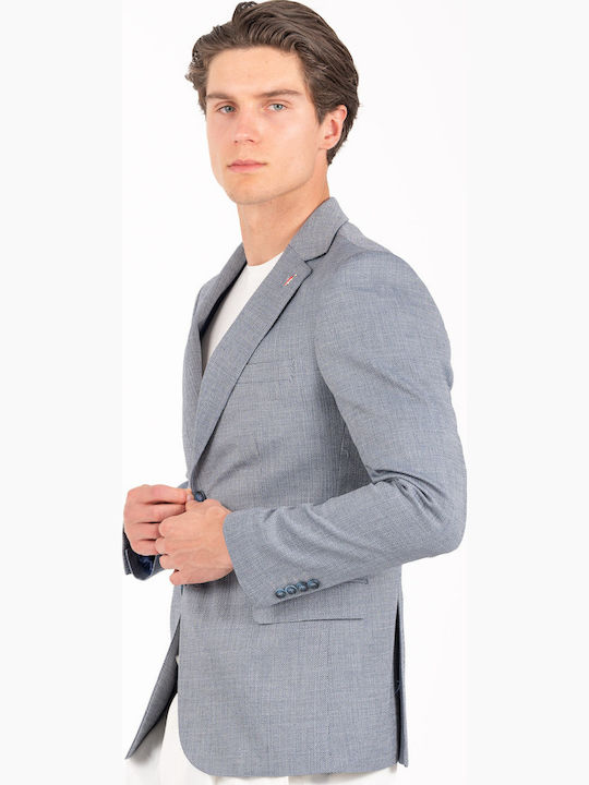 Men’s Suit Jacket with Slim Fit Bahama Blue