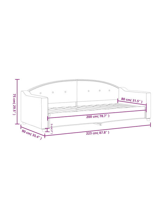 Sofa Bett Einzelbett Mit Stoff bezogen Beige mit Latten für Matratze 80x200cm