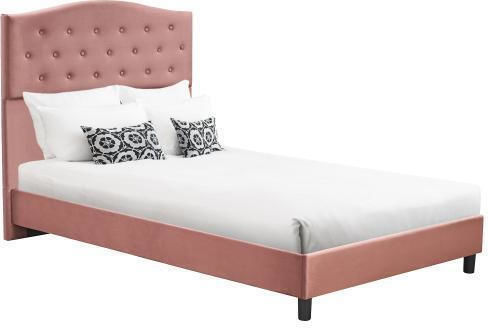 Juniper Bett Halbdoppel mit Stoff Rosa mit Lattenrost für Matratze 120x200cm