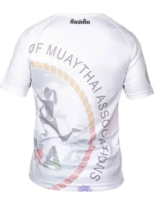 Top Ten Ανδρική Κοντομάνικη Μπλούζα 99353 για Muay Thai Λευκή