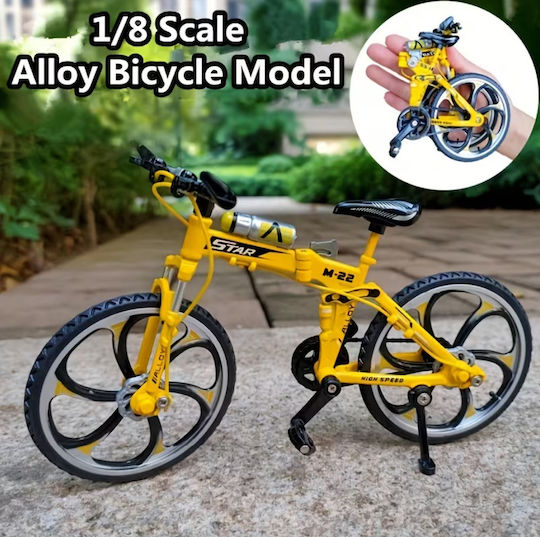 Roza Decorative Bicycle Metal Yellow Miniature Vintage 19cm Home and Office Decoration