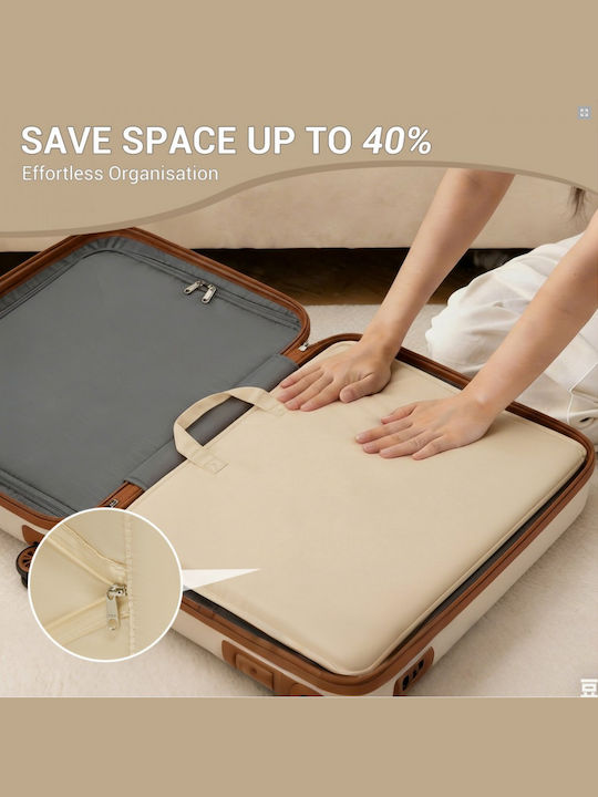 Miss Lulu Reise Koffer Beige mit 4 Räder