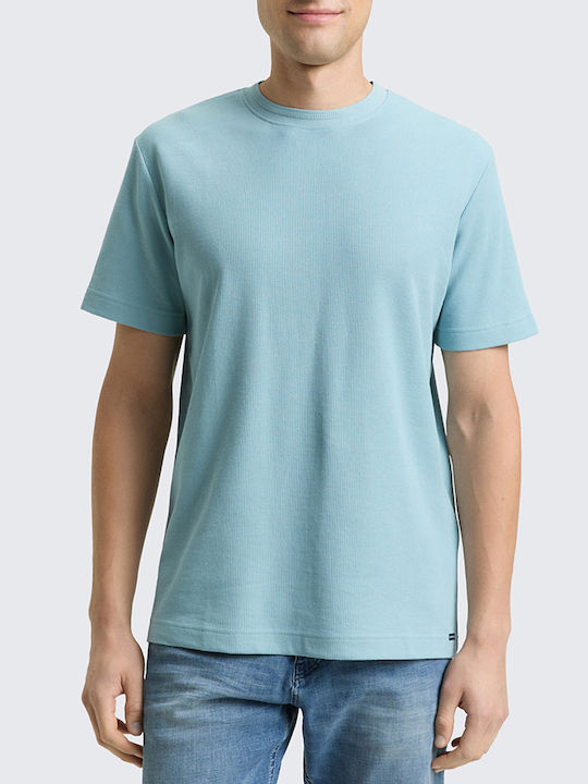 Tom Tailor Strukturierte Kurzarm T-Shirt Hellblau
