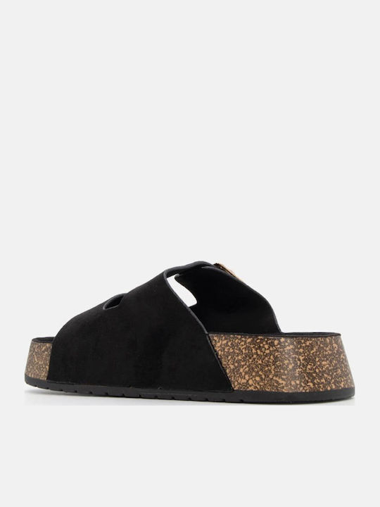 Damen Anatomisch Flache Sandalen Schwarz