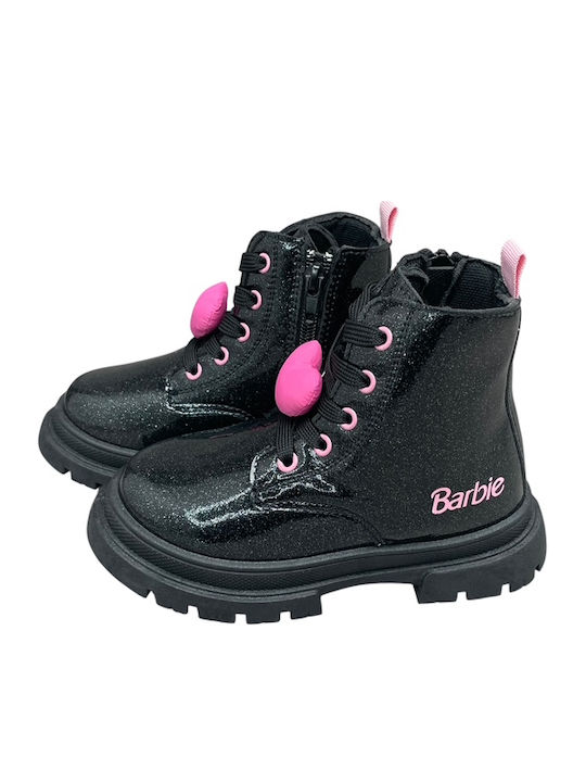 Barbie Παιδικά Μποτάκια από Λουστρίνι Μαύρα