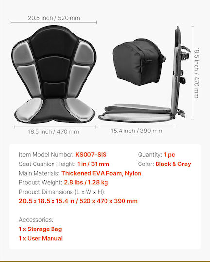 Vevor Seat for Canoe & Kayak