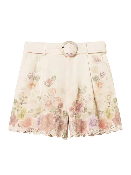 Damen Leinen Shorts Floral